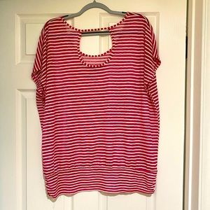 Lane Bryant sheer pink and white striped top